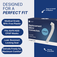 Snugell Replacement Elbow Connector for AirFit N20 CPAP Mask – 2 Pack – Compatible with ResMed Nasal CPAP Masks – Durable, Leak-Resistant Swivel Design for Comfortable Sleep Therapy