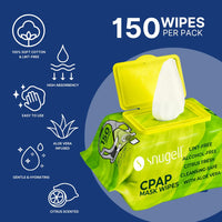 Snugell Citrus Scented Travel CPAP Mask Wipes (150 Count) –100% Soft Cotton