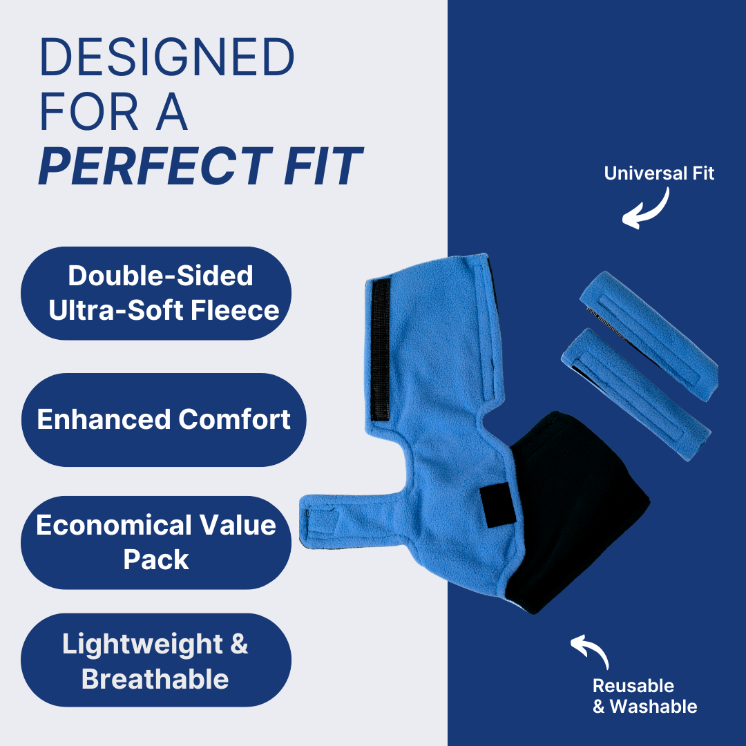 CPAP Neck Pad and Headgear Strap Covers - Fits All Major Headgear Brands (Blue)