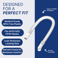 Snugell Replacement Elbow Connector for AirFit N20 CPAP Mask – 2 Pack – Compatible with ResMed Nasal CPAP Masks – Durable, Leak-Resistant Swivel Design for Comfortable Sleep Therapy