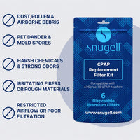 Snugell Disposable CPAP Filters -Compatible with ResMed AirSense 10, AirCurve 10 & S9 Series - Ideal for Home and Travel Use –Easy to Install for Superior Air Filtration & Cleaner Breathing - Available in 6-Pack and 52-Pack