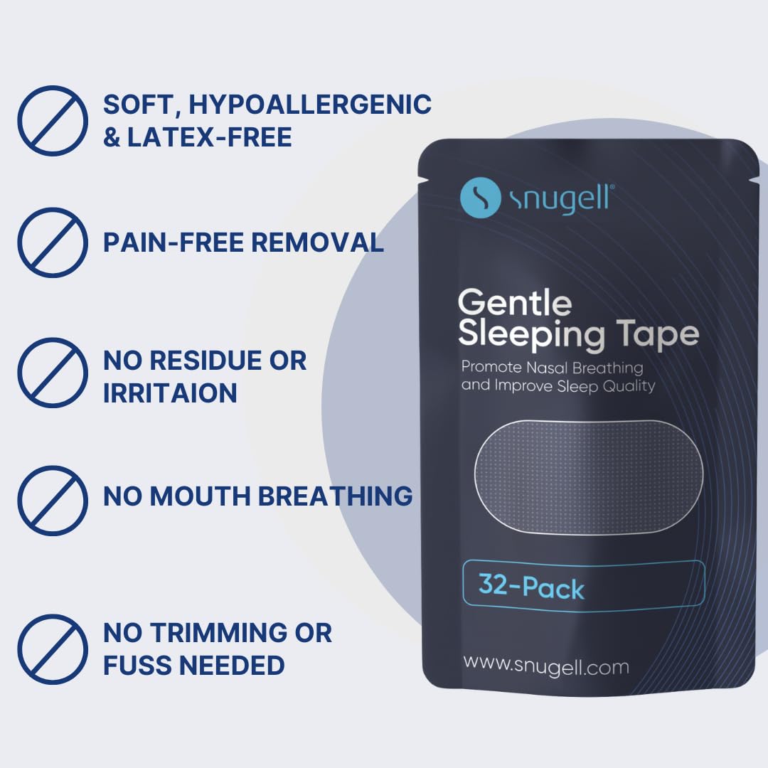 Snugell Gentle Sleeping Tape – Supports Nasal Breathing Habits – Soft, Skin-Friendly Adhesive –Soft, Hypoallergenic Fabric with Flexible Adhesive