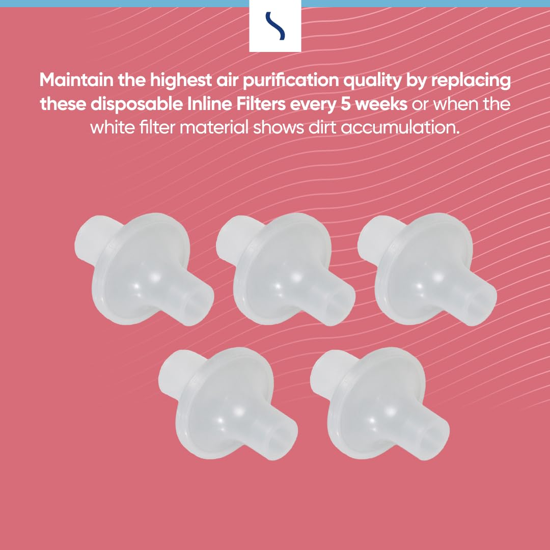 Universal CPAP In-Line Filter (5 Pack) - Compatible with All Major CPAP/BiPAP Machine