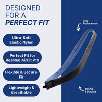 Replacement Headgear Strap for ResMed AirFit P10 Nasal Pillow CPAP Mask - Blue (2-Pack) with 4 Adjustment Clips