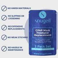 Replacement Headgear Strap for ResMed AirFit P10 Nasal Pillow CPAP Mask - Blue (2-Pack) with 4 Adjustment Clips