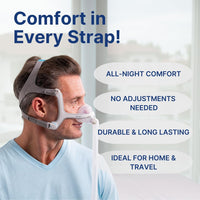 Replacement Straps for AirFit ResMed N20 CPAP Mask (2-Pack) - Blue and Gray - Standard & Large