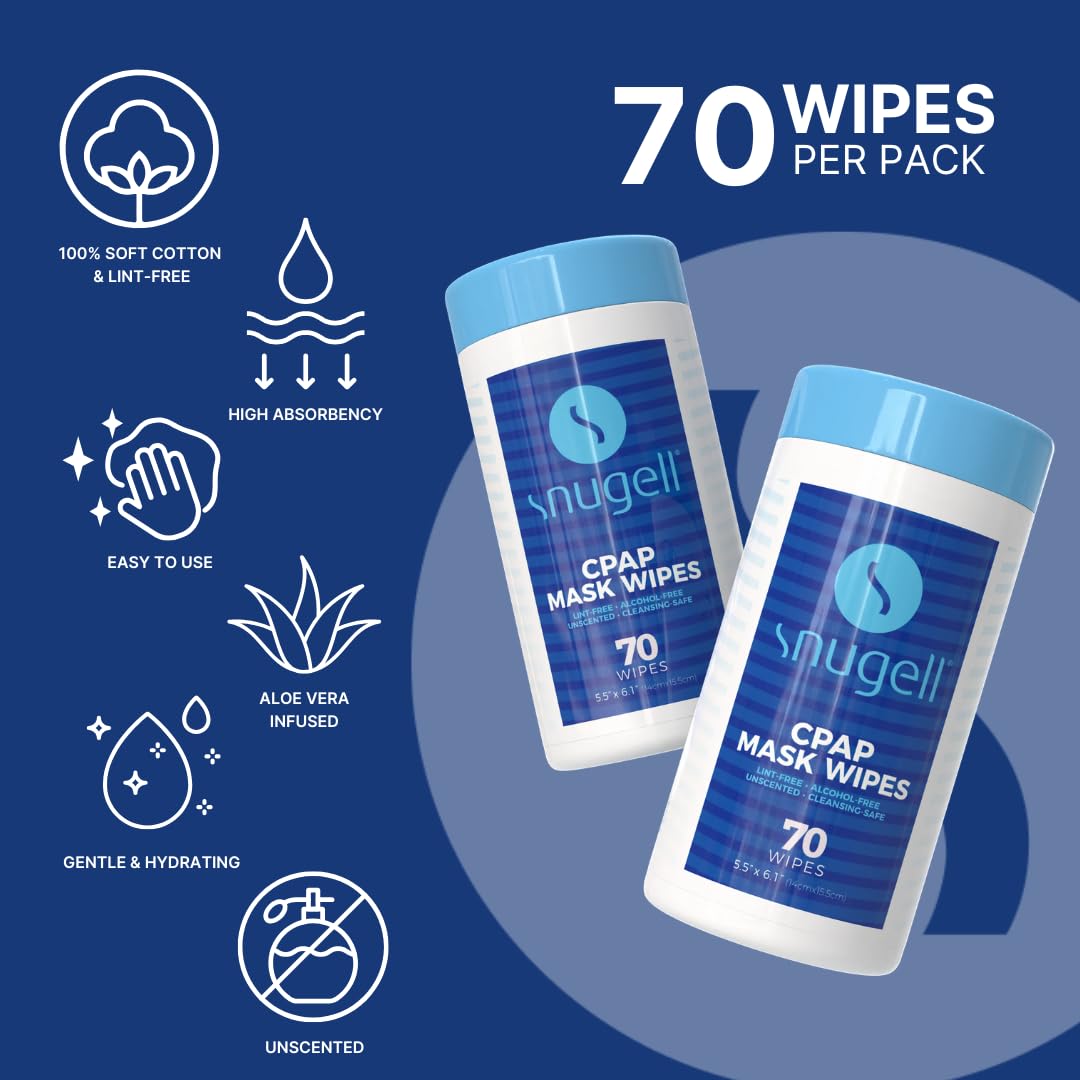 CPAP Mask Wipes - Unscented (1 Canister, 70 Count)