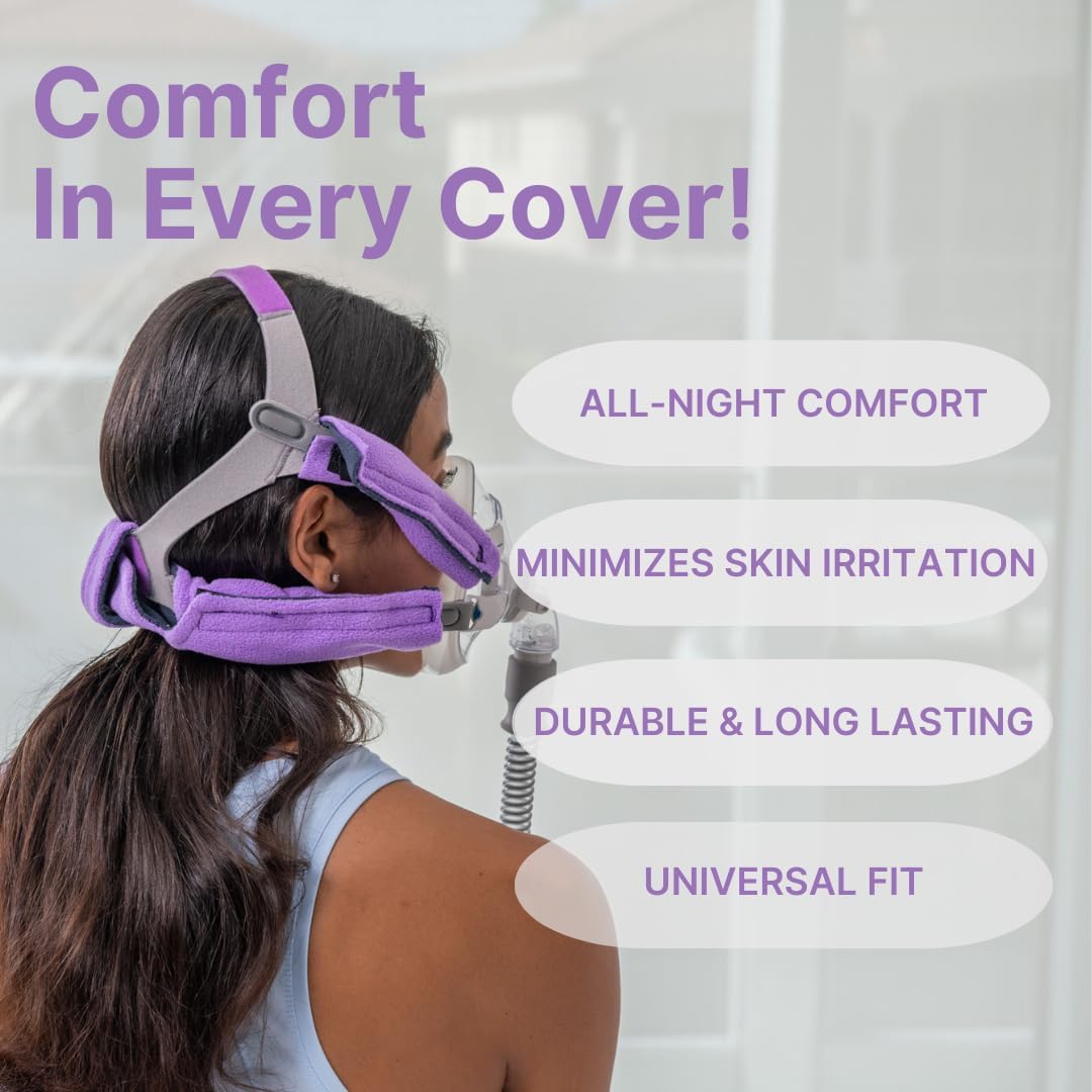 CPAP Neck Pad and Headgear Strap Covers - Fits All Major Headgear Brands (Purple)