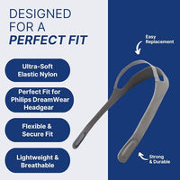 Headgear Strap Replacement for Philips Respironics DreamWear Nasal CPAP Mask (2-pack, Gray)
