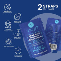 Replacement Straps for AirFit ResMed F20 CPAP Mask (2-Pack) - Blue and Gray - Standard & Large