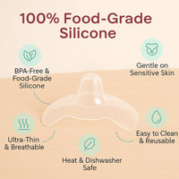 Snugell Wing-Shaped Nipple Shields| Ultra-Thin Silicone Shields for Nursing | 2-Pack with Protective Case | Designed for Use with Flat or Inverted Nipples