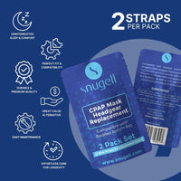 Replacement Headgear Strap for ResMed AirFit P10 Nasal Pillow CPAP Mask - Blue (2-Pack) with 4 Adjustment Clips