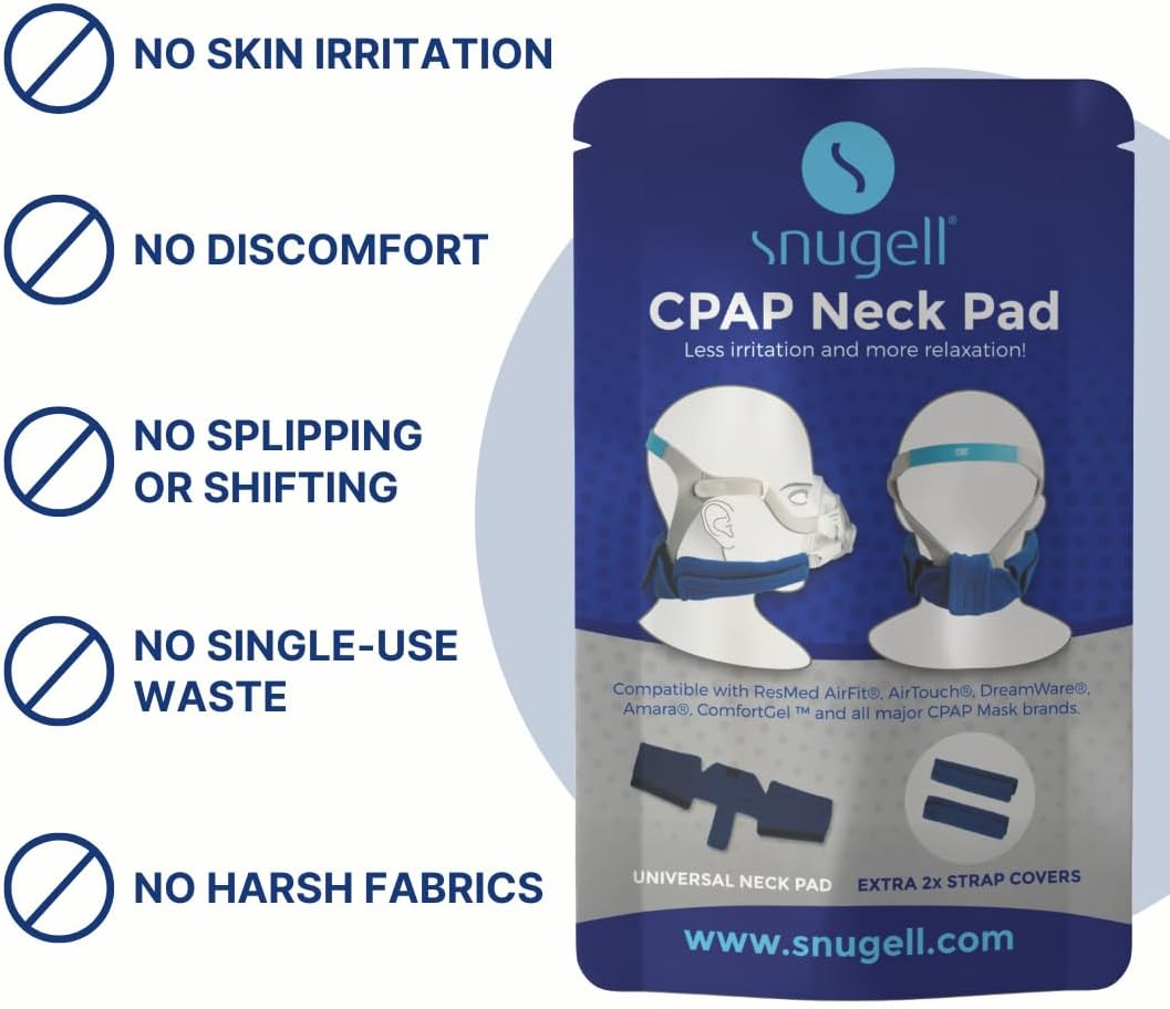 CPAP Neck Pad and Headgear Strap Covers - Fits All Major Headgear Brands (Blue)