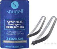Replacement Headgear Strap for ResMed AirFit P10 Nasal Pillow CPAP Mask - Gray (2-Pack) with 4 Adjustment Clips