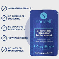 Fisher & Paykel Simplus Headgear Replacement Gray Straps 2 Pack