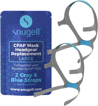 Replacement Straps for AirFit ResMed N20 CPAP Mask (2-Pack) - Blue and Gray - Standard & Large