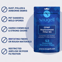 Snugell Disposable CPAP Filters – Compatible with AirSense 11 Machines – 52-Pack – Travel-Friendly Design, and Easy Installation for Home and Travel Use