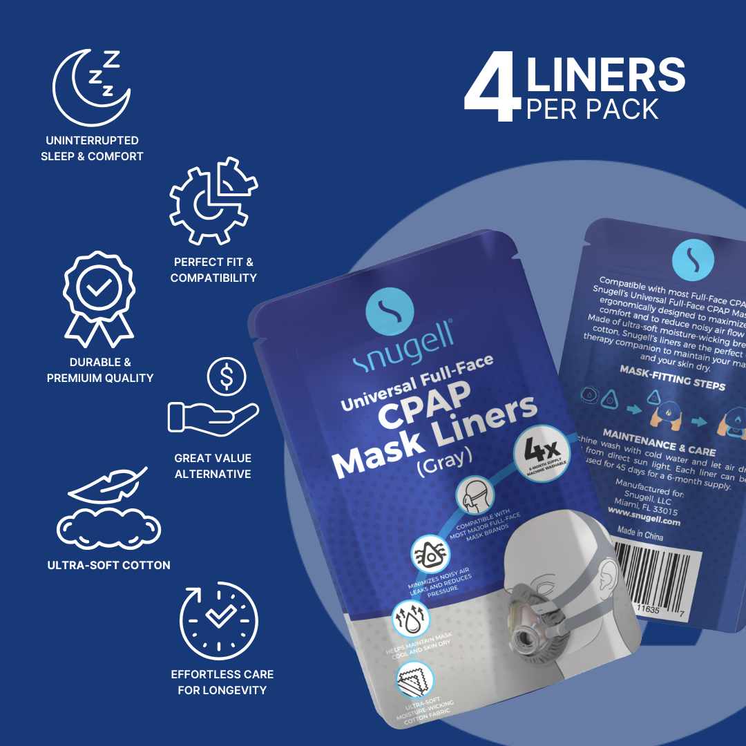 CPAP Mask Liners Full Face (4-Pack, Gray)