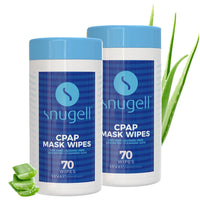 CPAP Mask Wipes by Snugell (70 Count) - 100% Soft Cotton - Lint & Alcohol Free - Skin Safe with Aloe Vera - Easy Opening Canister - For Cleaning CPAP Mask, Tube and Devices