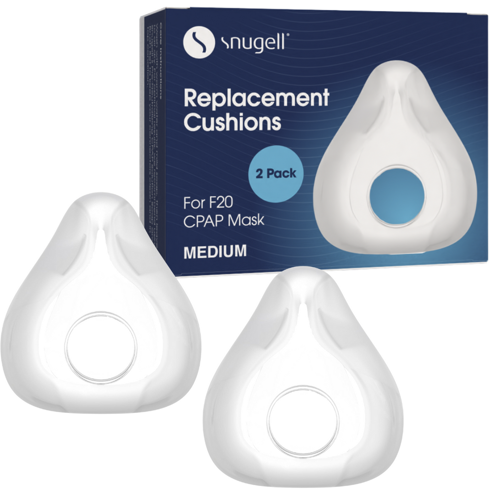 Snugell CPAP Replacement for ResMed Airfit F20 Cushion – 2-Pack Medium Size – Designed for Full Face CPAP Mask