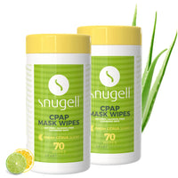 CPAP Mask Wipes by Snugell (70 Count) - 100% Soft Cotton - Lint & Alcohol Free - Skin Safe with Aloe Vera - Easy Opening Canister - For Cleaning CPAP Mask, Tube and Devices