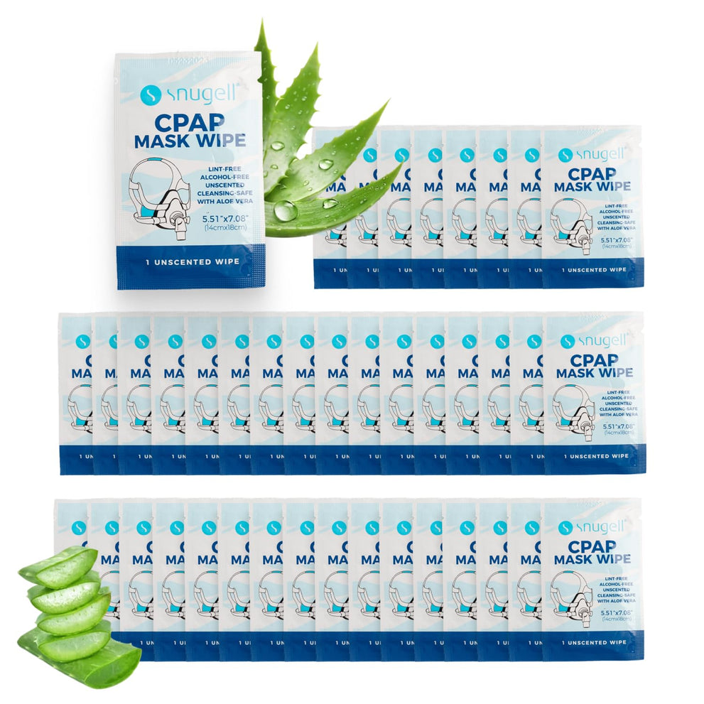 Snugell Unscented Individual CPAP Mask Wipes – Travel-Friendly 40-Pack– Lint & Alcohol-Free,Skin-Safe with Aloe Vera