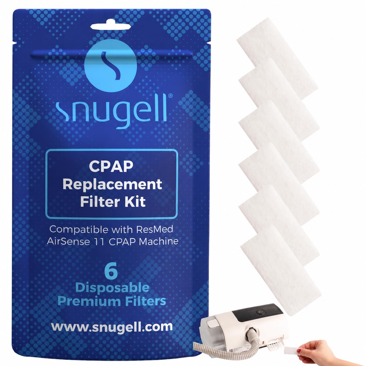 Snugell Disposible CPAP Filters, Compatible with ResMed AirSense 11 - Travel-Friendly - Provides Filtration for Clean and Purified Air