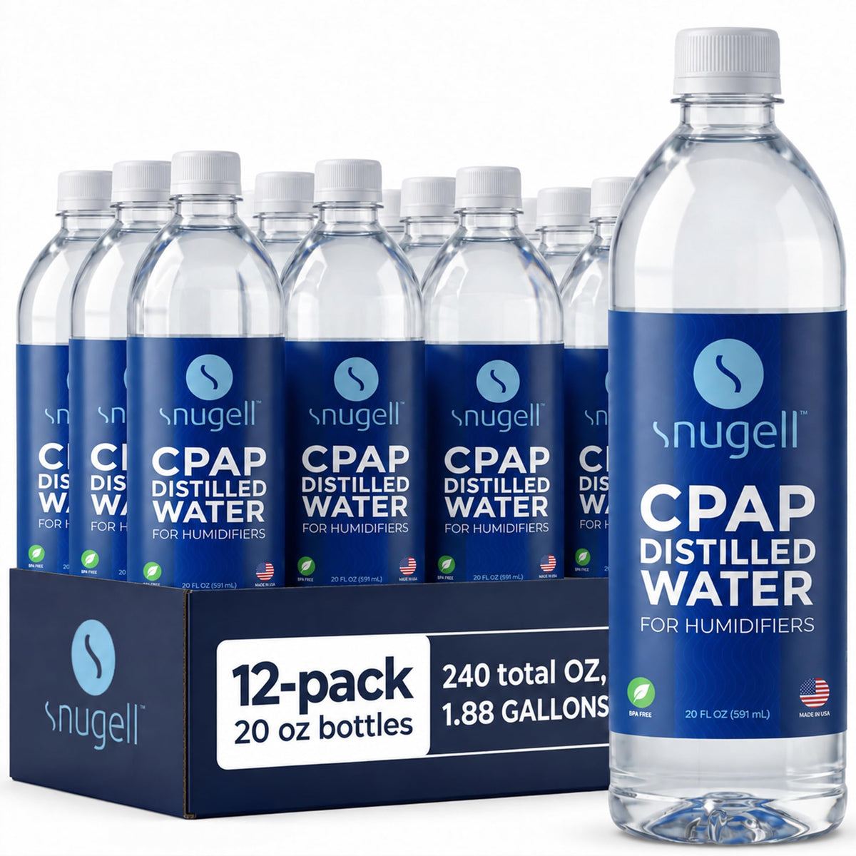 Distilled Water for CPAP Machines (12-Pack, 20 oz)