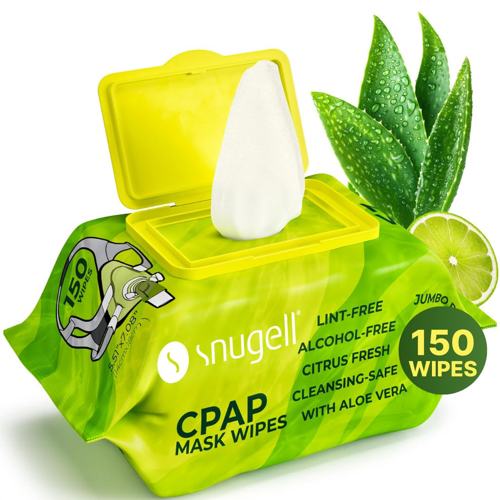Snugell Citrus Scented Travel CPAP Mask Wipes (150 Count) –100% Soft Cotton