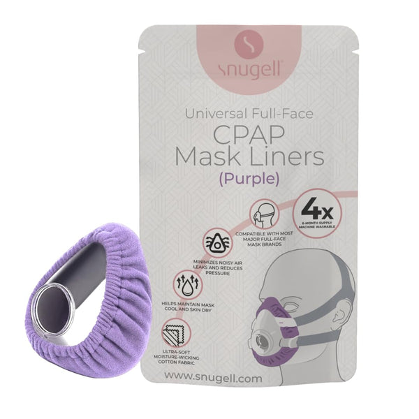 Snugell CPAP Mask Liners Full-Face (4-Pack) – Purple – Soft Cotton Fabric CPAP Skin Protector for Universal Fit