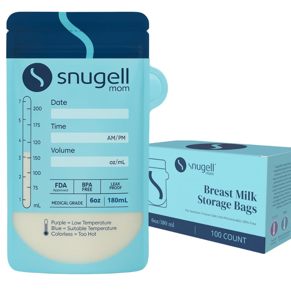 Snugell Breast Milk Storage Bags / 180ml – Leak-Proof, BPA Free, Durable & Transparent for Easy Milk Visibility