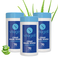 CPAP Mask Wipes by Snugell (70 Count) - 100% Soft Cotton - Lint & Alcohol Free - Skin Safe with Aloe Vera - Easy Opening Canister - For Cleaning CPAP Mask, Tube and Devices
