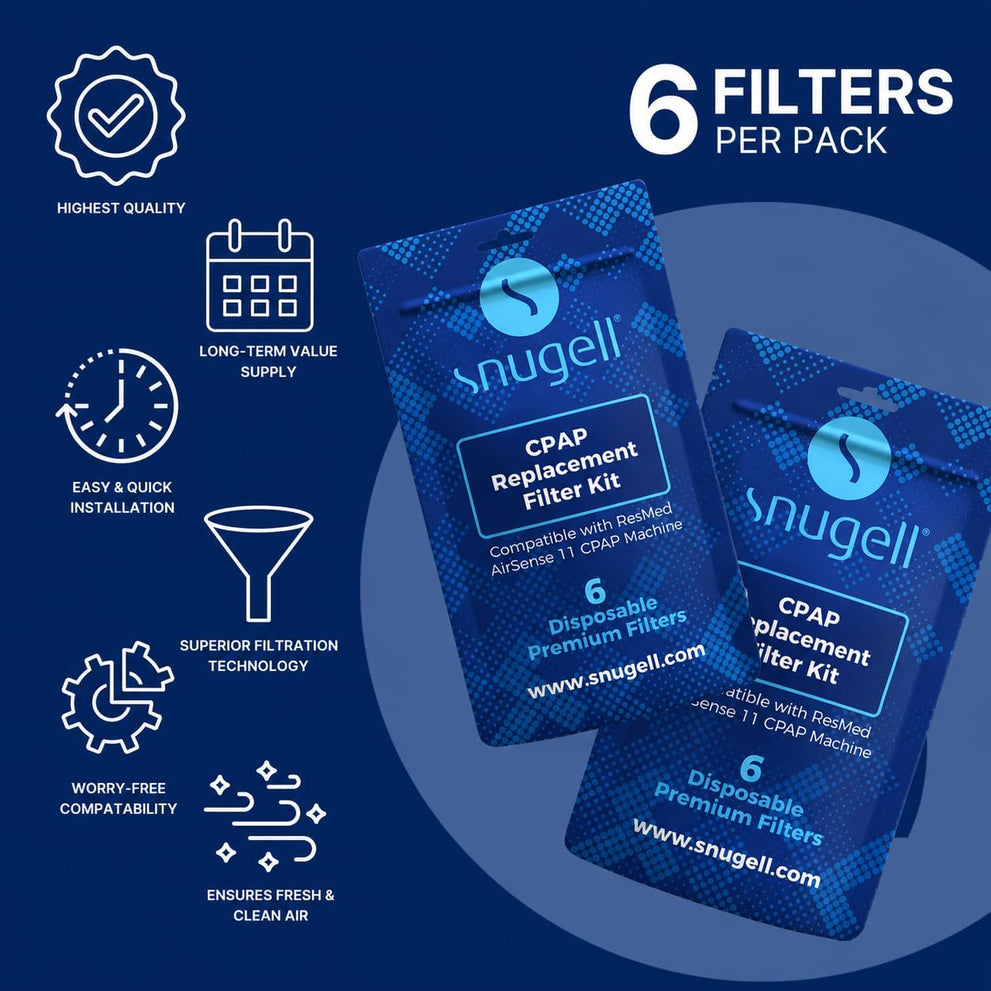 Snugell Disposible CPAP Filters, Compatible with ResMed AirSense 11 - Travel-Friendly - Provides Filtration for Clean and Purified Air