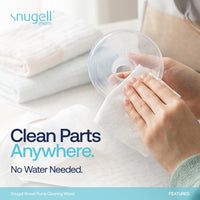 Snugell Breast Pump Cleaning Wipes – 10 Wipes per Sachet, 12 Sachets per Box – Alcohol-Free, Lint-Free, Unscented, Safe for Pump Parts, Shields, Bottles, and Accessories – Travel-Friendly