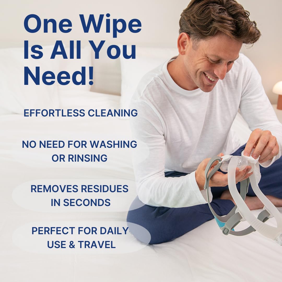 CPAP Mask Wipes by Snugell (70 Count) - 100% Soft Cotton - Lint & Alcohol Free - Skin Safe with Aloe Vera - Easy Opening Canister - For Cleaning CPAP Mask, Tube and Devices