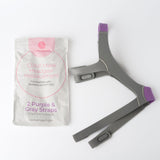 Replacement Straps for AirFit ResMed N20 CPAP Mask (2-Pack) - Purple and Gray - Standard & Large