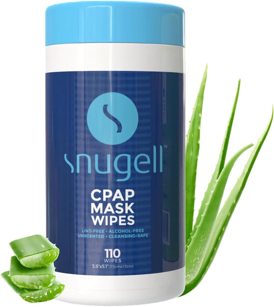 CPAP Mask Wipes by Snugell - Unscented (1 Canister, 110 Count)