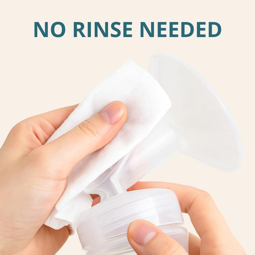 Snugell Breast Pump Cleaning Wipes – 10 Wipes per Sachet, 12 Sachets per Box – Alcohol-Free, Lint-Free, Unscented, Safe for Pump Parts, Shields, Bottles, and Accessories – Travel-Friendly