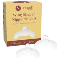 Snugell Wing-Shaped Nipple Shields| Ultra-Thin Silicone Shields for Nursing | 2-Pack with Protective Case | Designed for Use with Flat or Inverted Nipples