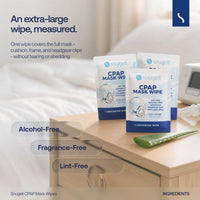 Snugell Unscented Individual CPAP Mask Wipes – Travel-Friendly 40-Pack– Lint & Alcohol-Free,Skin-Safe with Aloe Vera