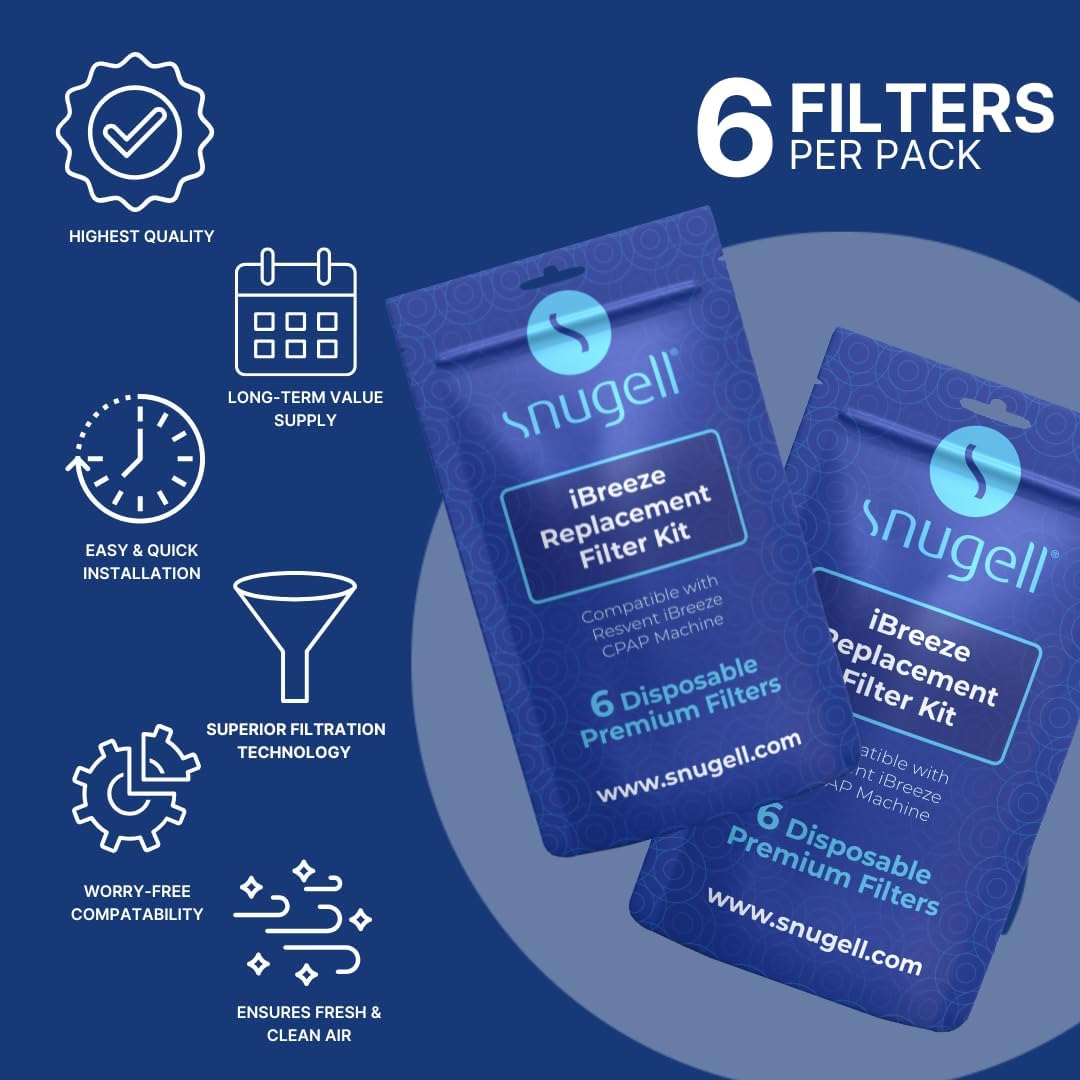 Replacement Filters for Resvent iBreeze CPAP - Available in 6-Pack and 12-Pack