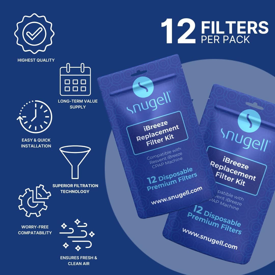 Snugell Resvent iBreeze CPAP Filters –12 Pack