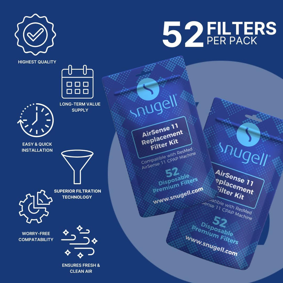 Disposable Replacement CPAP Filters for Resmed Airsense 11 (52-Pack)