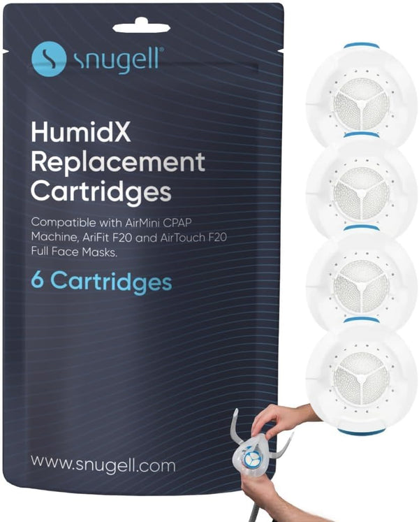 AirMini HumidX by Snugell - 6 Packs - Replacement HumidX Cartridges Compatible wit Resmed Airmini - Made for AirFit/AirTouch F20 Full-face CPAP Masks