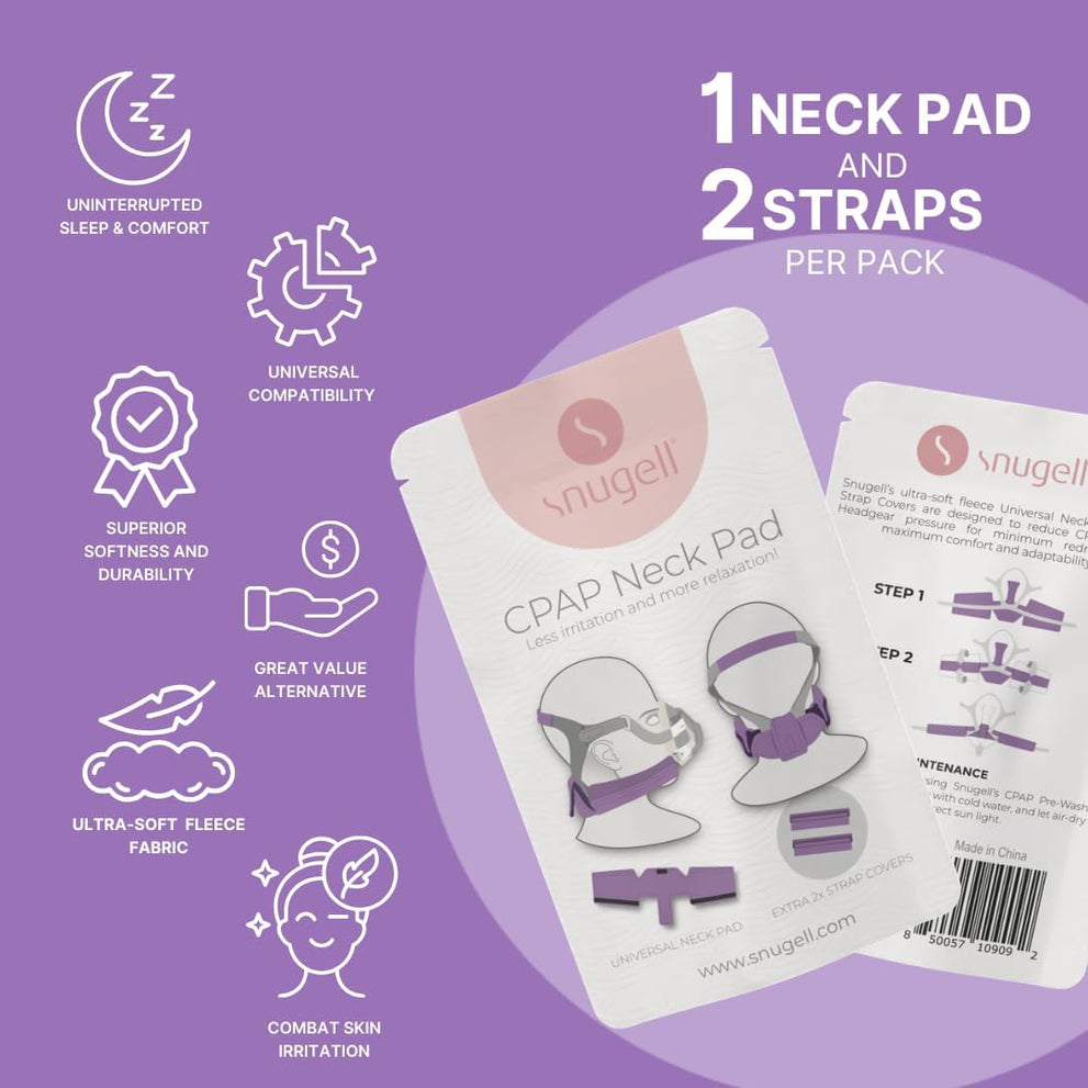 CPAP Neck Pad and Headgear Strap Covers - Fits All Major Headgear Brands (Purple)