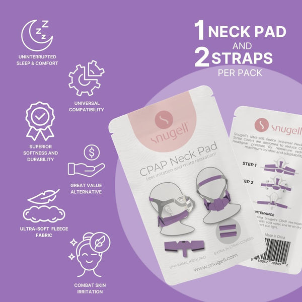 CPAP Neck Pad and Headgear Strap Covers - Fits All Major Headgear Brands (Purple)
