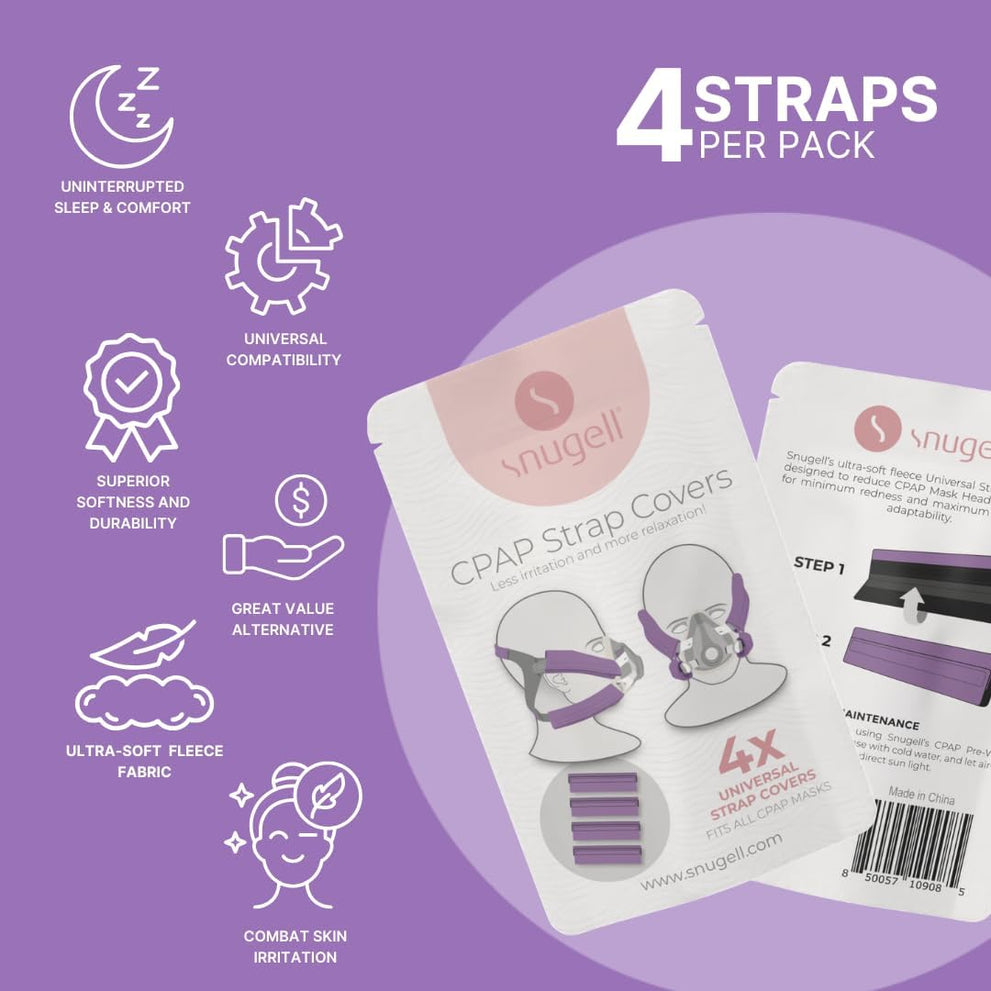 CPAP Strap Covers 4 Pack - Universal Fit for All CPAP Masks (Purple)