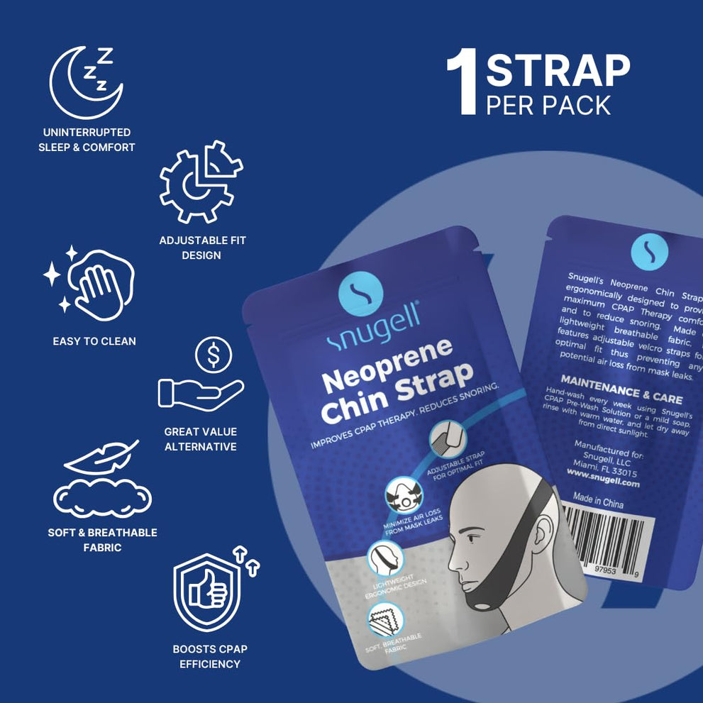 Neoprene Chin Strap for CPAP Users (Black) - Adjustable Strap