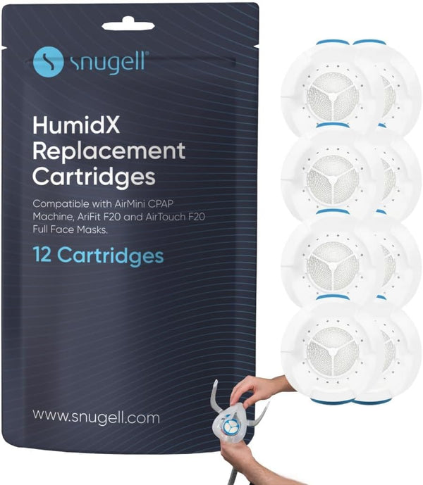 AirMini HumidX by Snugell - 12 Packs - Replacement HumidX Cartridges Compatible wit Resmed Airmini - Made for AirFit/AirTouch F20 Full-face CPAP Masks