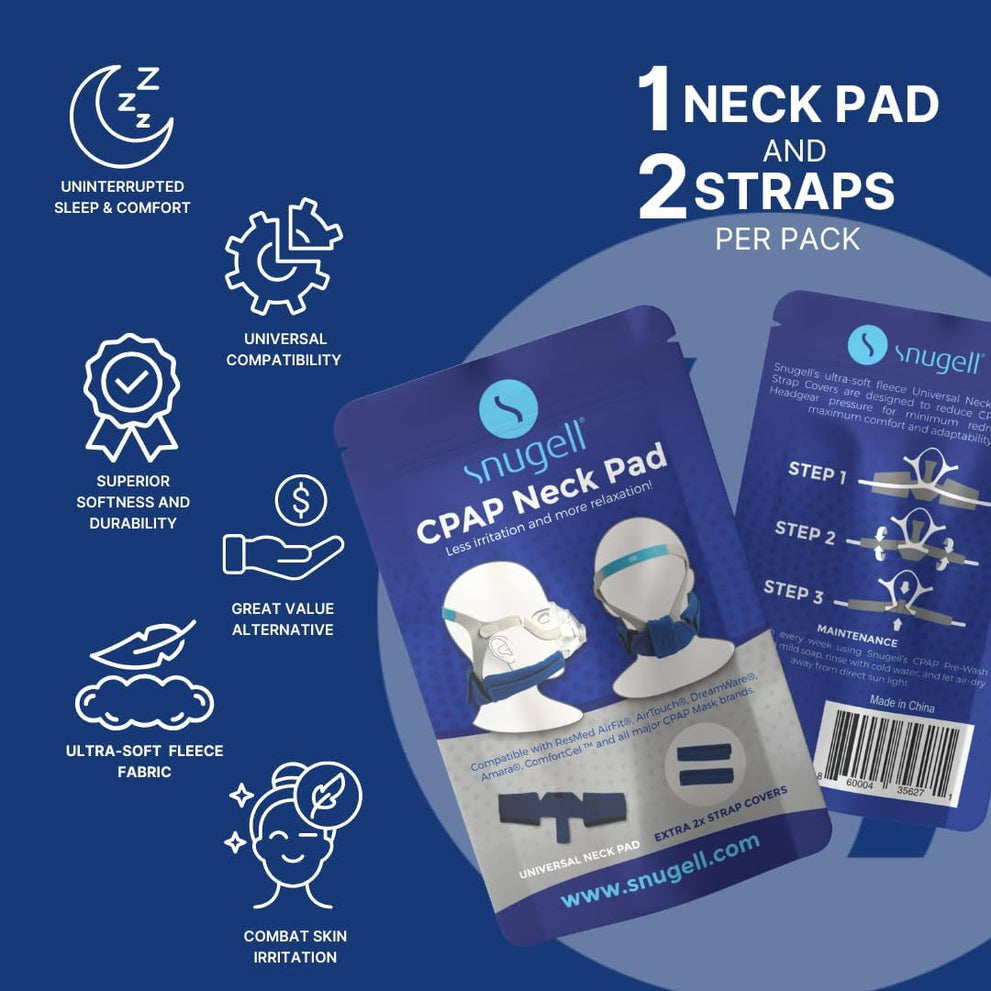 CPAP Neck Pad and Headgear Strap Covers - Fits All Major Headgear Brands (Blue)
